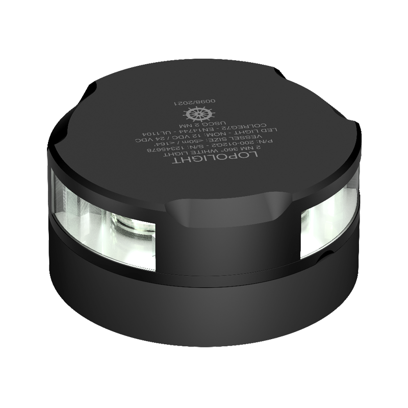 2nm 360° White/Strobe 2Hz, black anodized